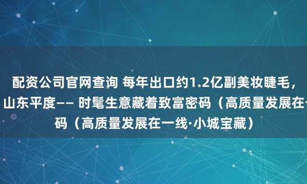 配资公司官网查询 每年出口约1.2亿副美妆睫毛，产值100亿元，山东平度—— 时髦生意藏着致富密码（高质量发展在一线·小城宝藏）
